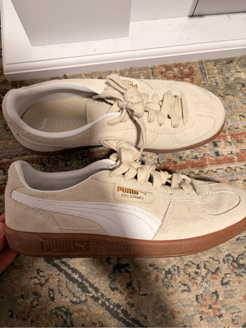 PUMA Palermo Suede Sneakers in Cream & White - Women’s size 9